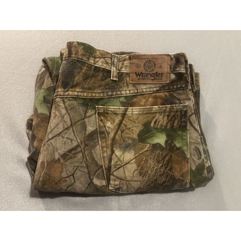 Vintage Wrangler Camo Jeans Men 40x29 Realtree Hardwood Baggy Double Knee